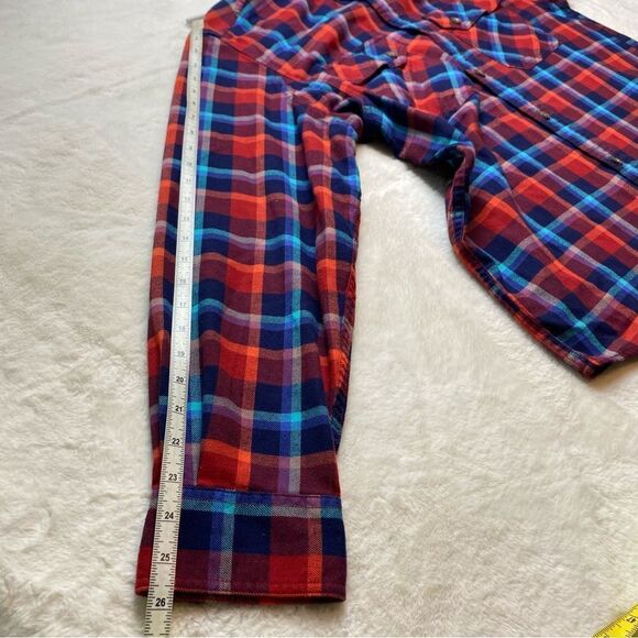 Duluth Trading Company Red, White and Blue Plaid Flannel Shirt Size Large - Picture 11 of 11